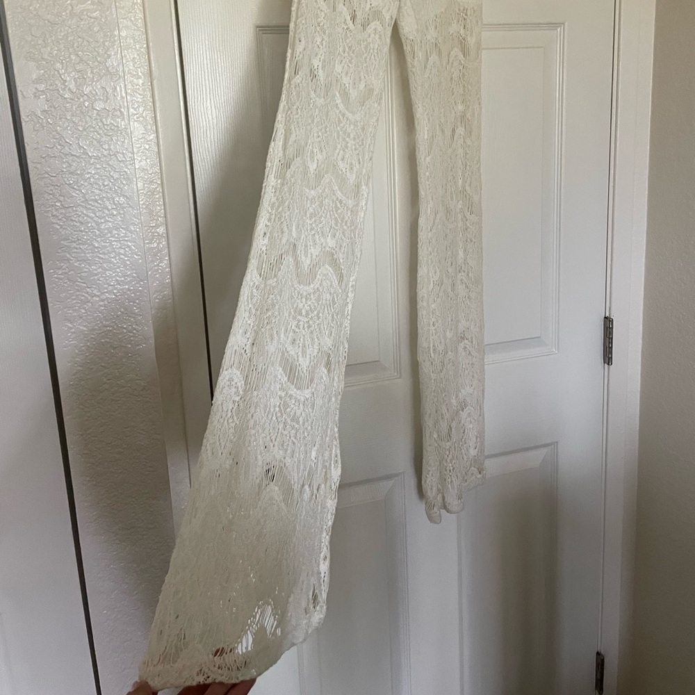 Lace Flare Women’s Pants - Cream - Picture 2 of 6